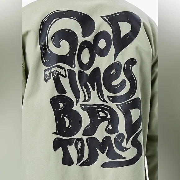 Men’s Forever 21 Good Times Bad Times Graphic Coach Jacket Size Small - Picture 5 of 5